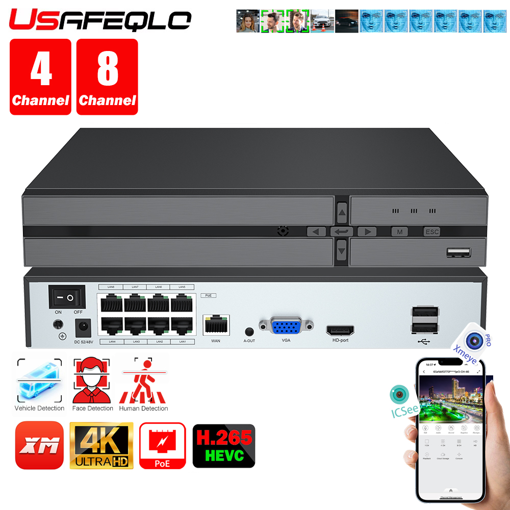 Webcam 4K - Deteksi wajah H.265 8ch * 4K