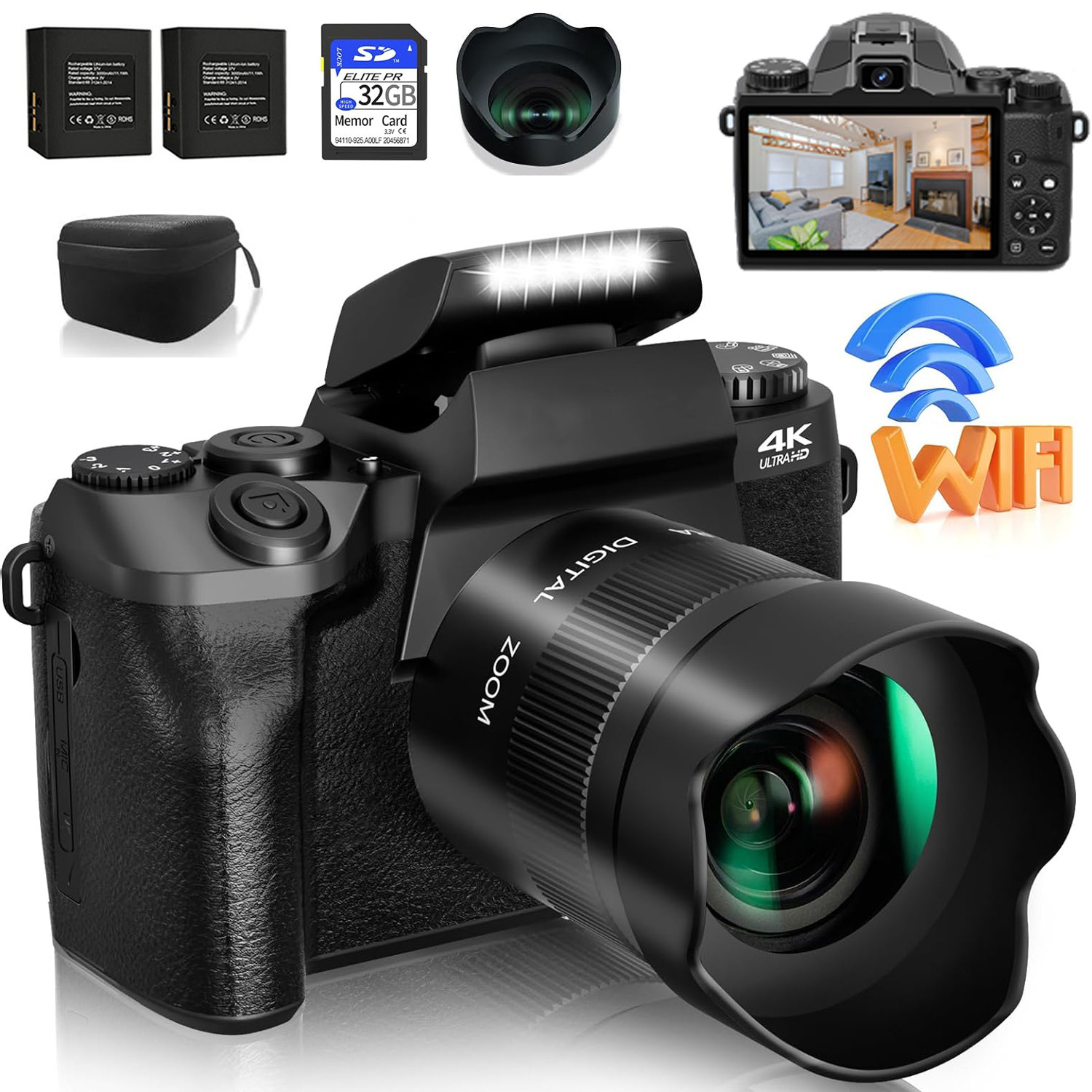 Webcam 4K - Kamera Digital SLR DSLR 64MP Untuk