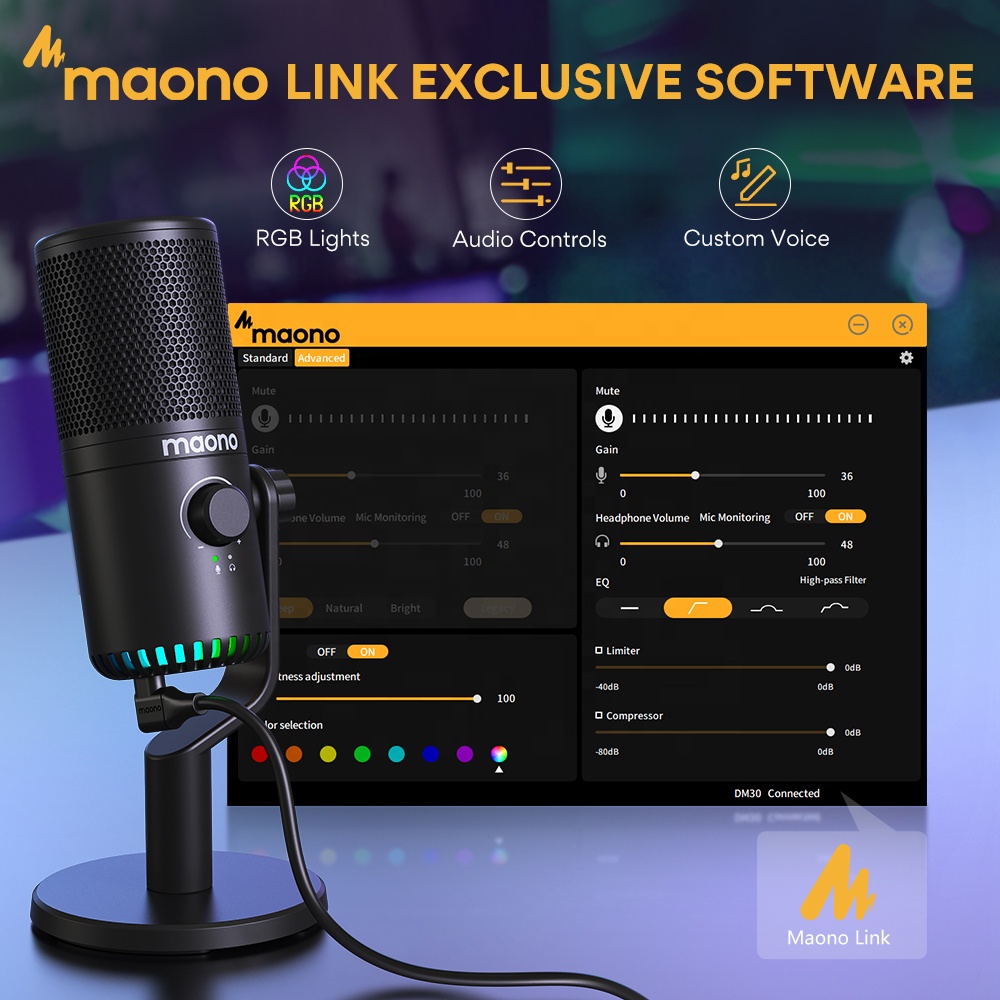 Mikrofon Gaming RGB MAONO PC y - Pc Gaming Youtubers ulasan dan harga