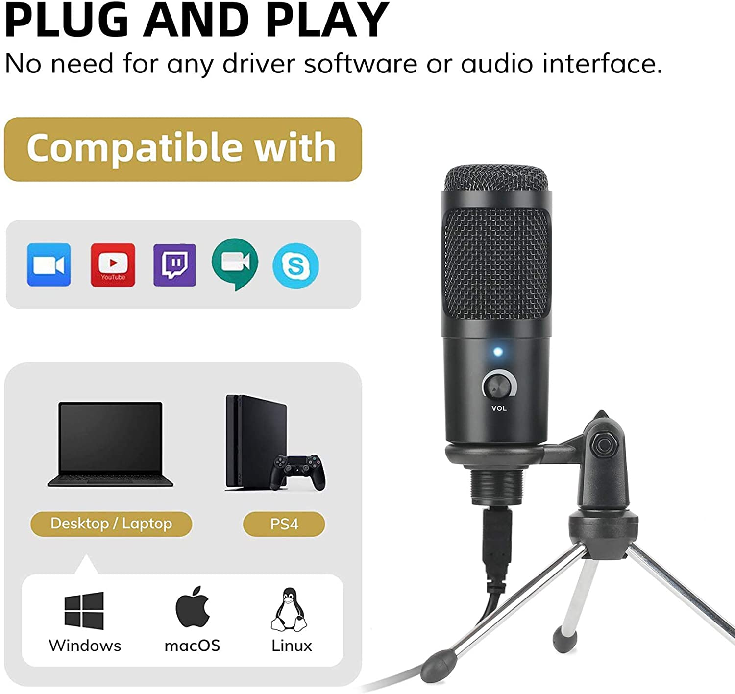 Mikrofon Perekam Mikrofon Kond - Pc Gaming Youtubers ulasan dan harga