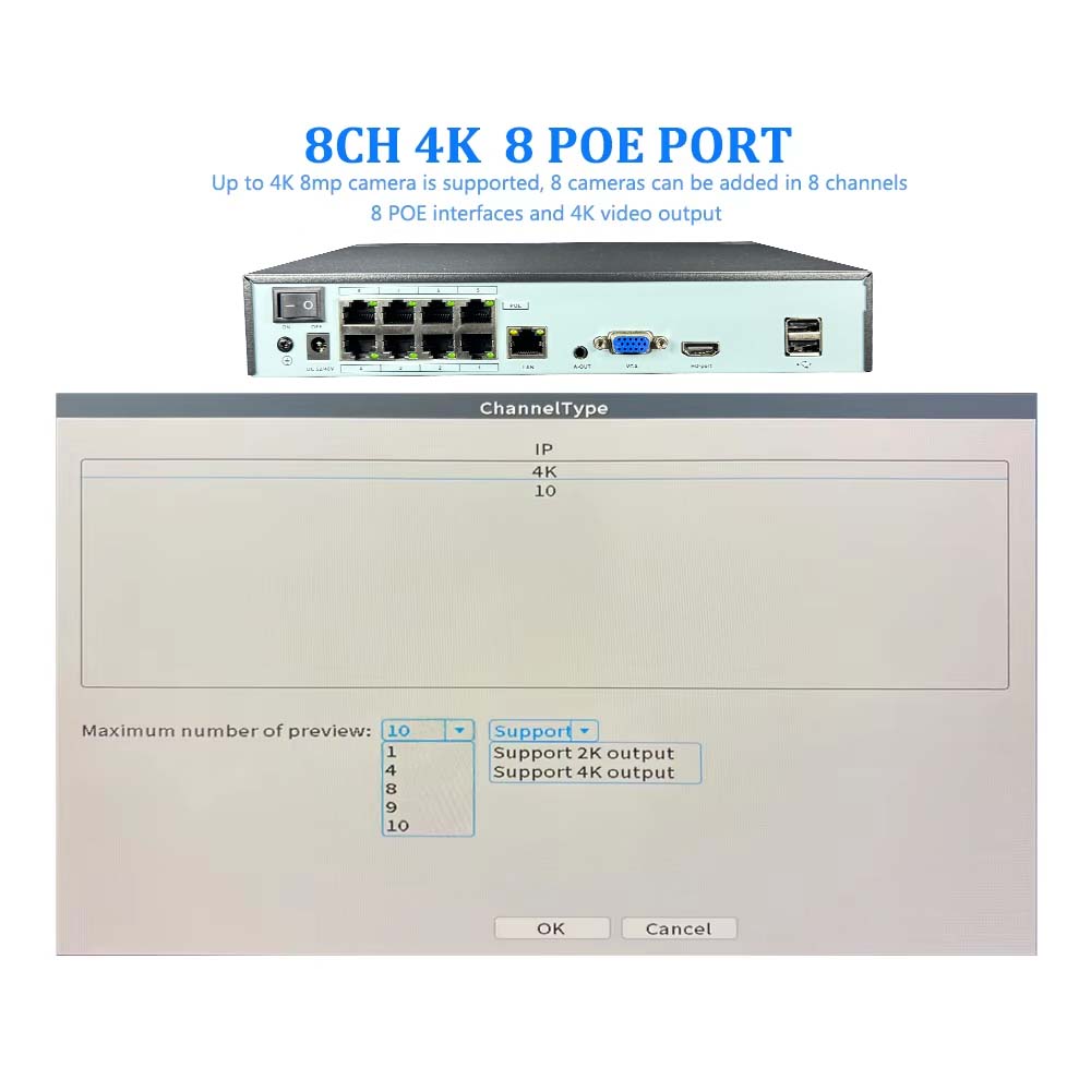 4K 10CH NVR 4/8Port POE untuk  - Webcam 4K ulasan dan harga