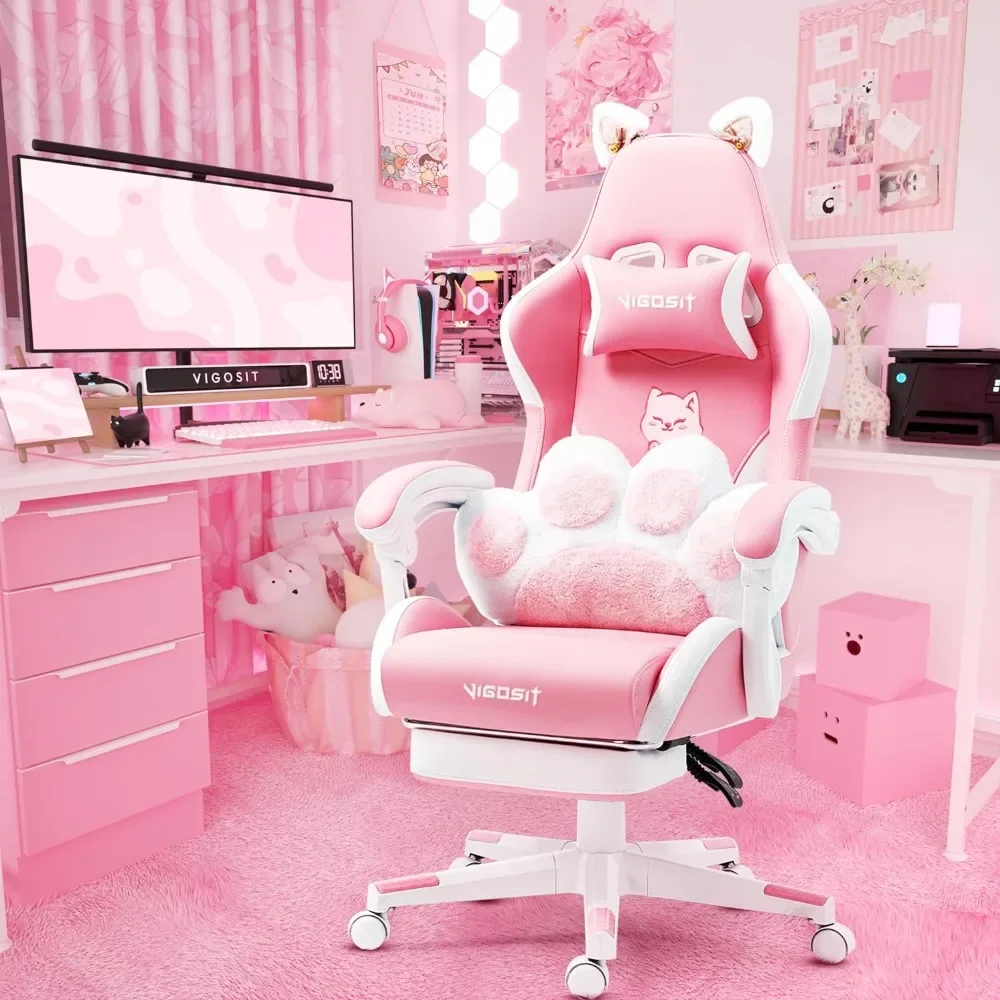 Kursi Gaming Pink dengan Banta - Pc Gaming Quotes ulasan dan harga