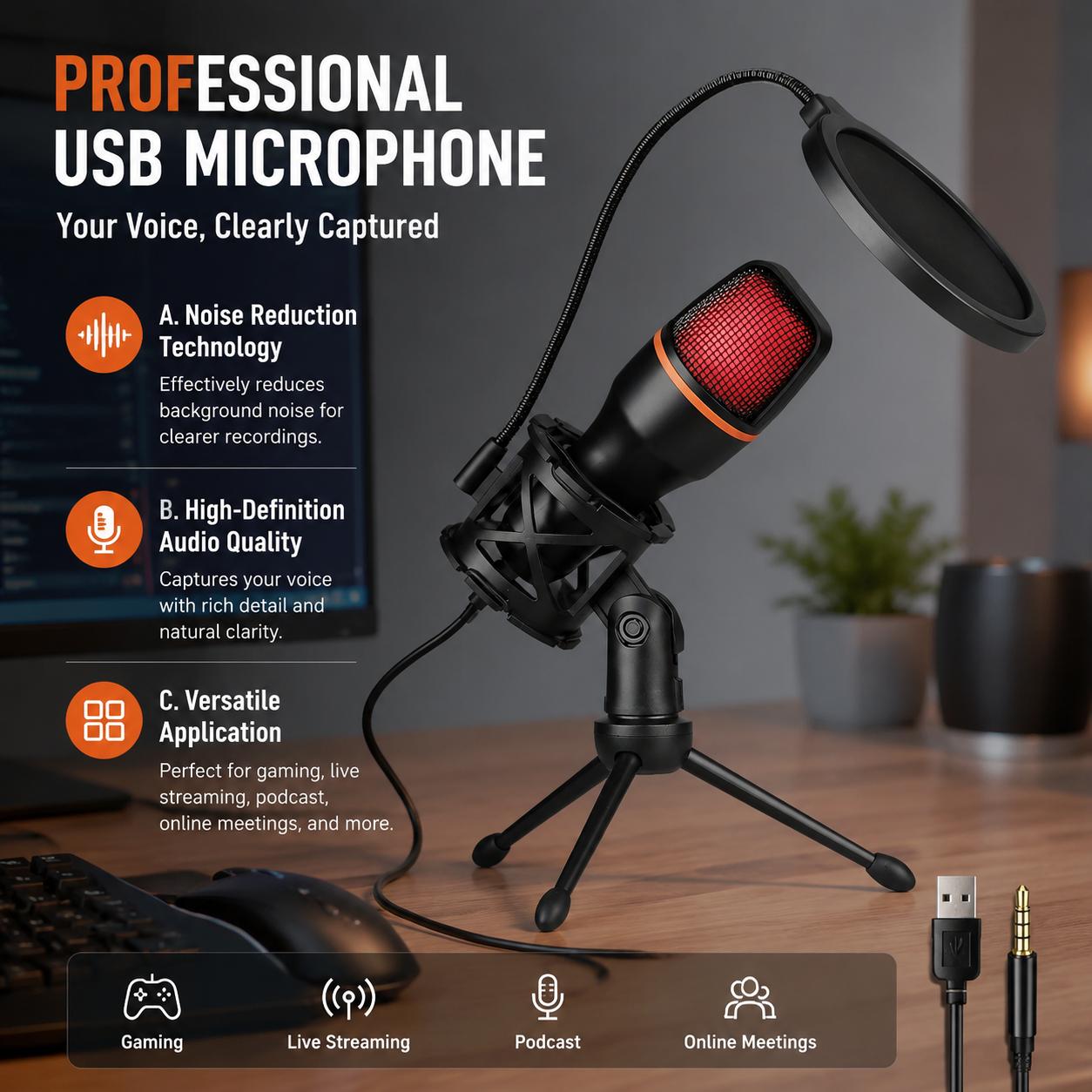 Kit Mikrofon Kondensor Kardioi - Pc Gaming Youtubers ulasan dan harga